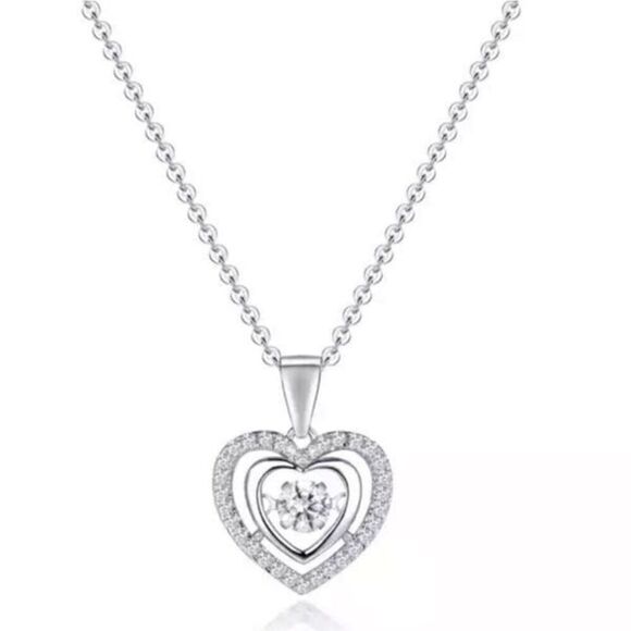 The Hearts Desire Pendant Necklace in silver and cubic zirconia - Picture 2 of 8